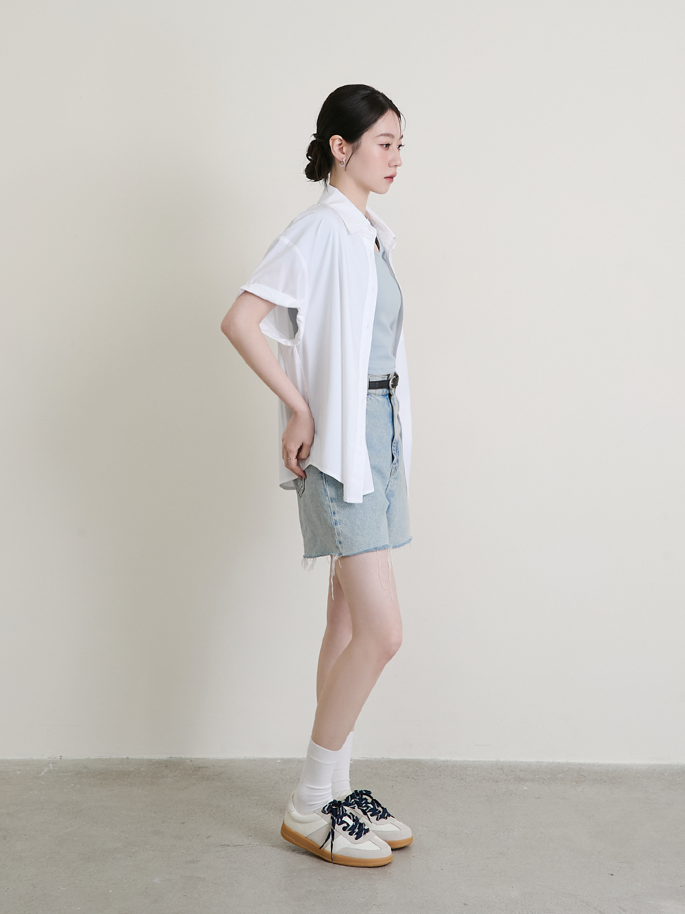 進化版2.0雙色鞋帶真皮德訓鞋 米白色