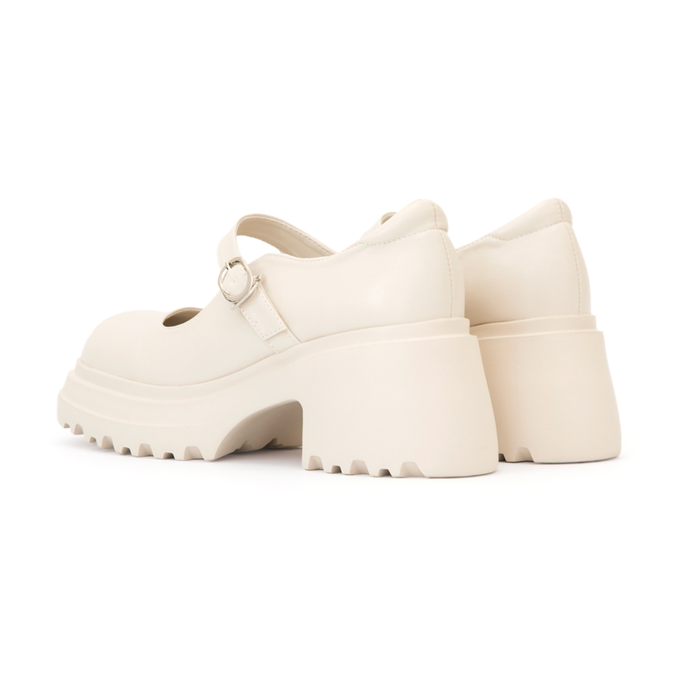 氧氣美女增高加厚底瑪莉珍鞋 米白