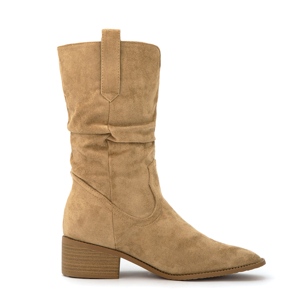 美拉德V口內增高西部堆堆靴 杏色