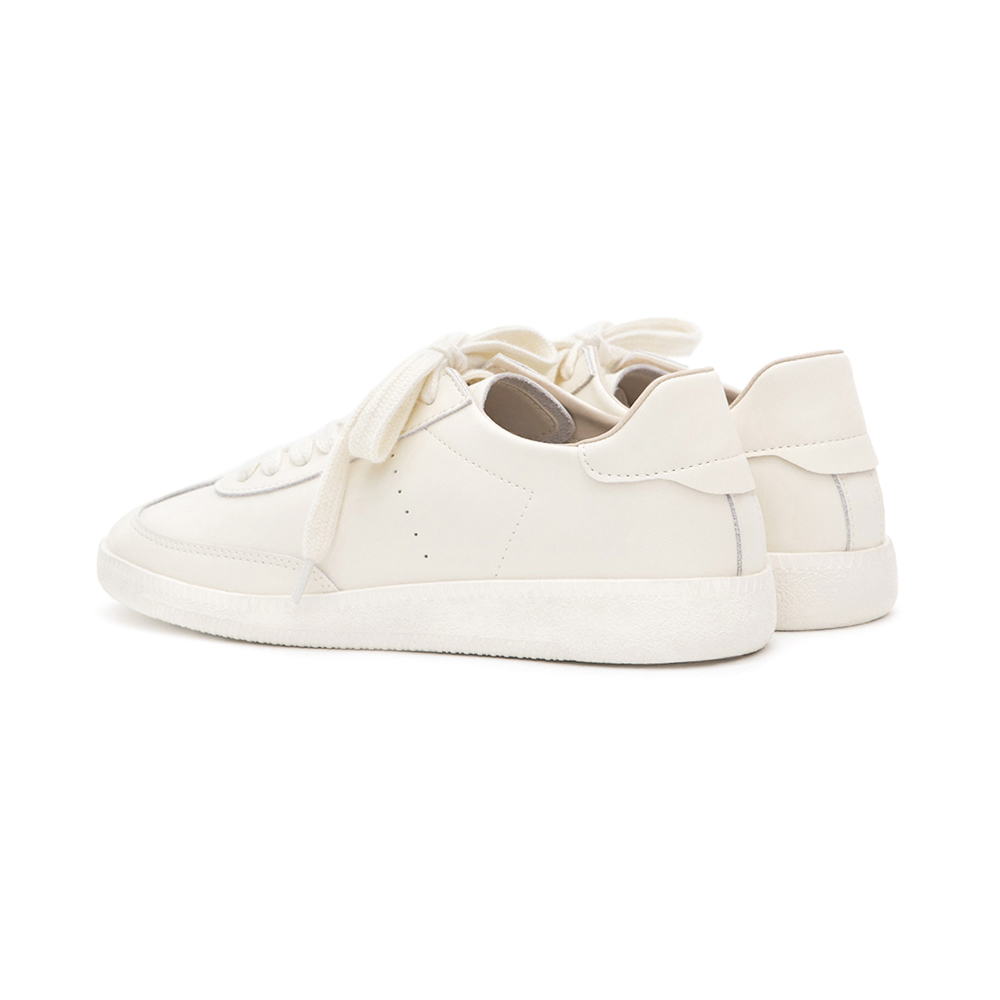 Color-Block Leather German Trainer Shoes Beige