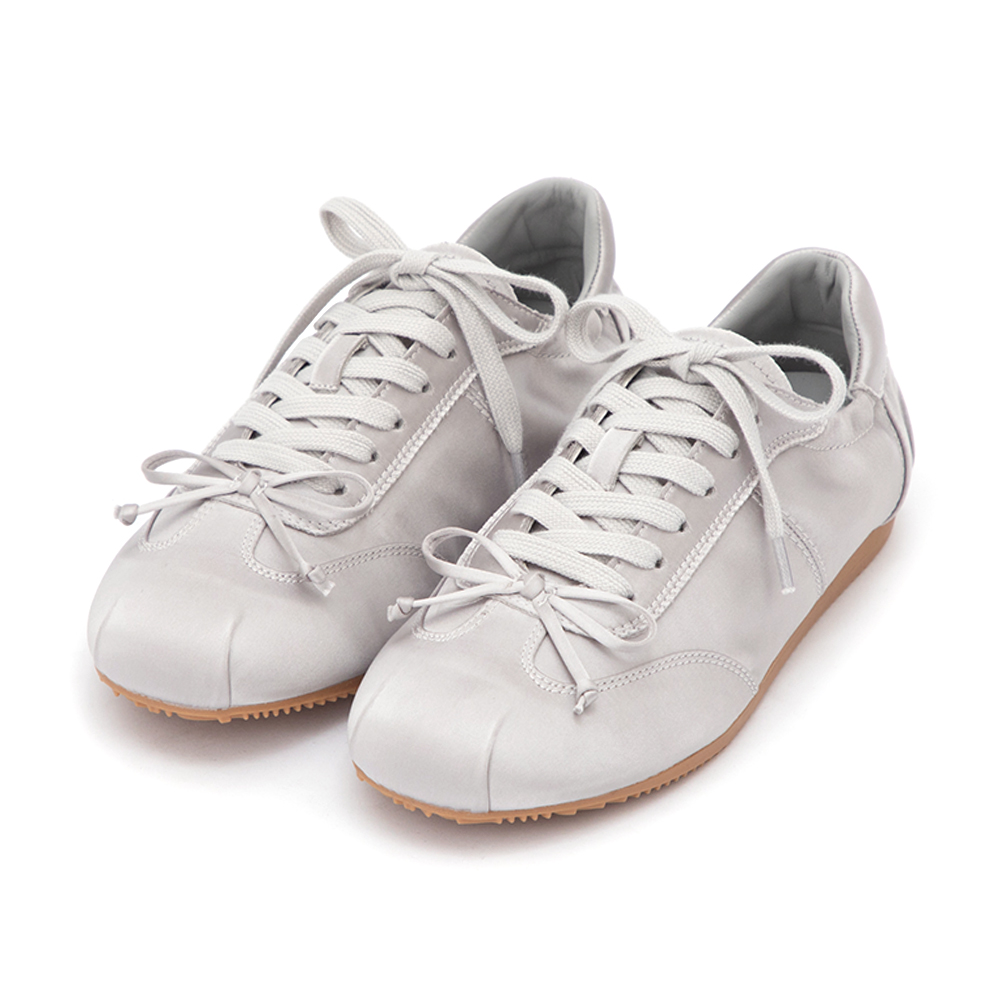 絲絨光感綁帶芭蕾風休閒鞋 灰色