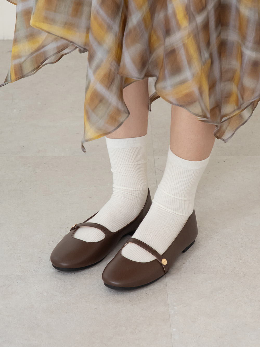 圓頭學院平底瑪莉珍娃娃鞋 咖啡色