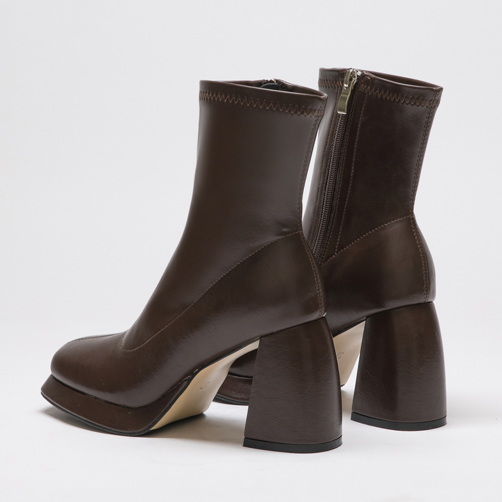 Platform High-Heel Slimming Boots Dark Brown