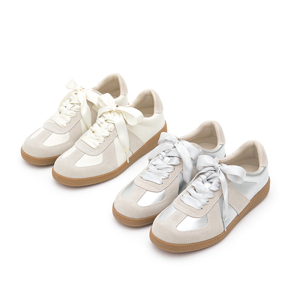 Lace-Up Casual German Trainer Shoes Beige