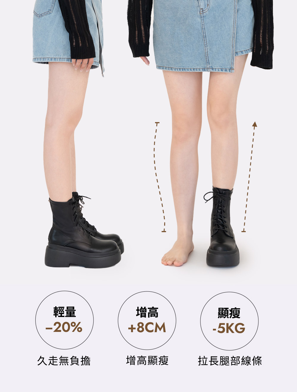 暗黑芭比．Plus級加厚鬆糕底綁帶短靴 香草米