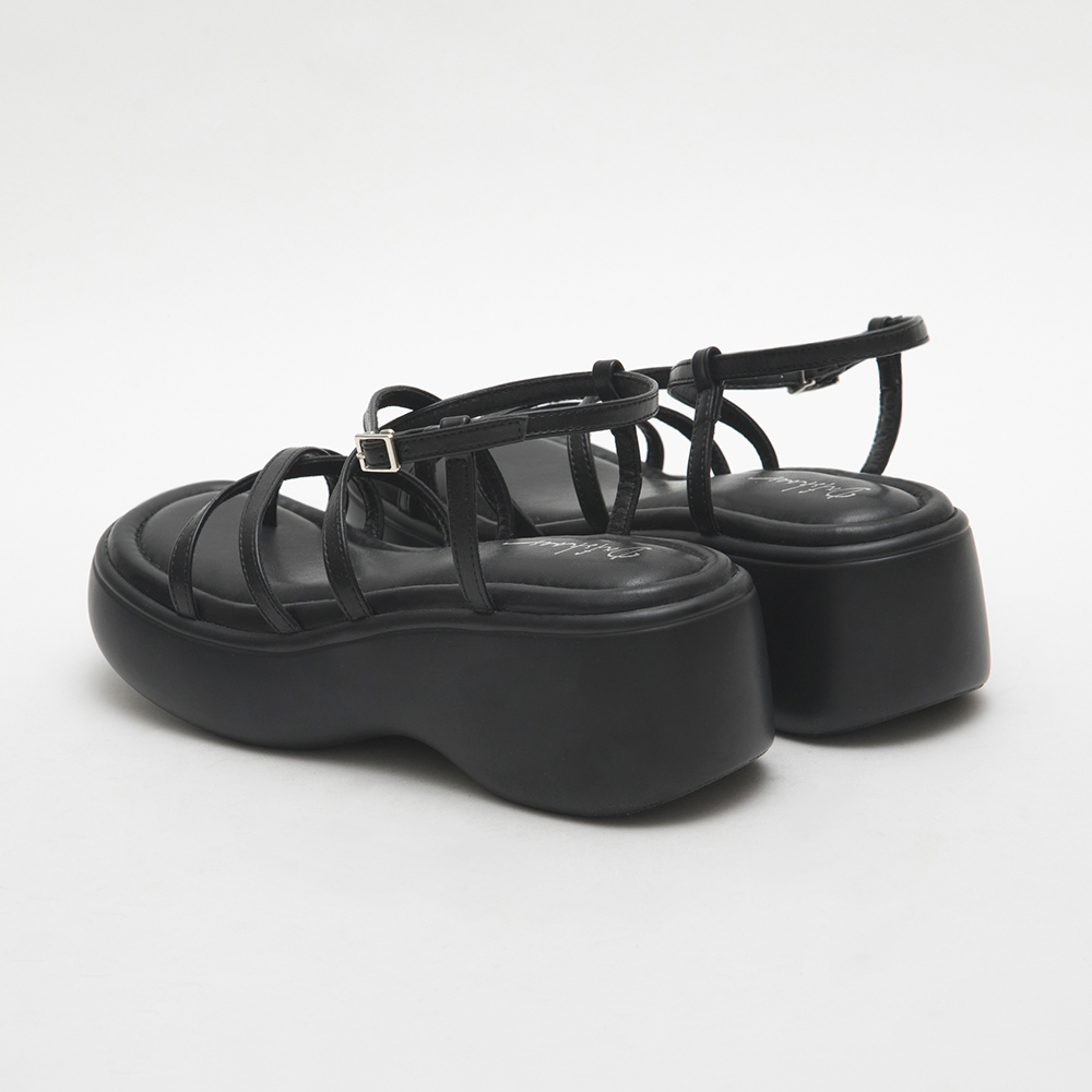 Strappy Lightweight Platform Sandals Black