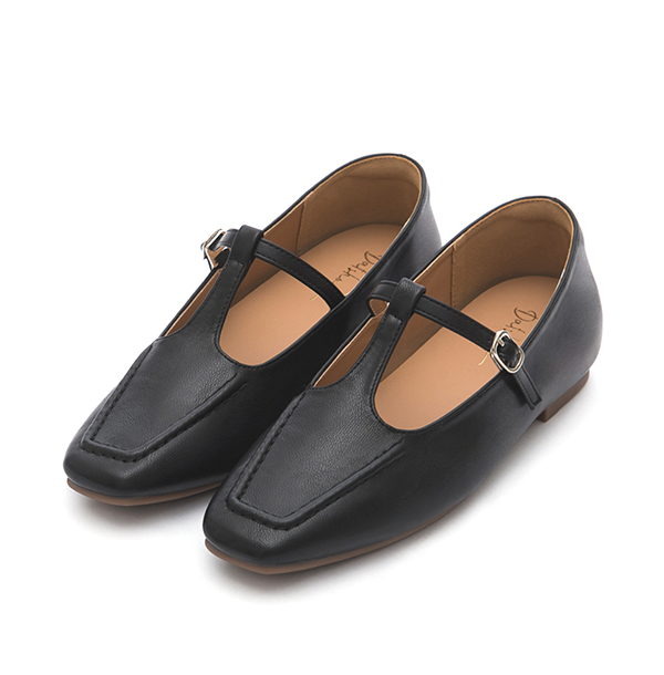 T-Strap Flat Mary Jane Shoes Black