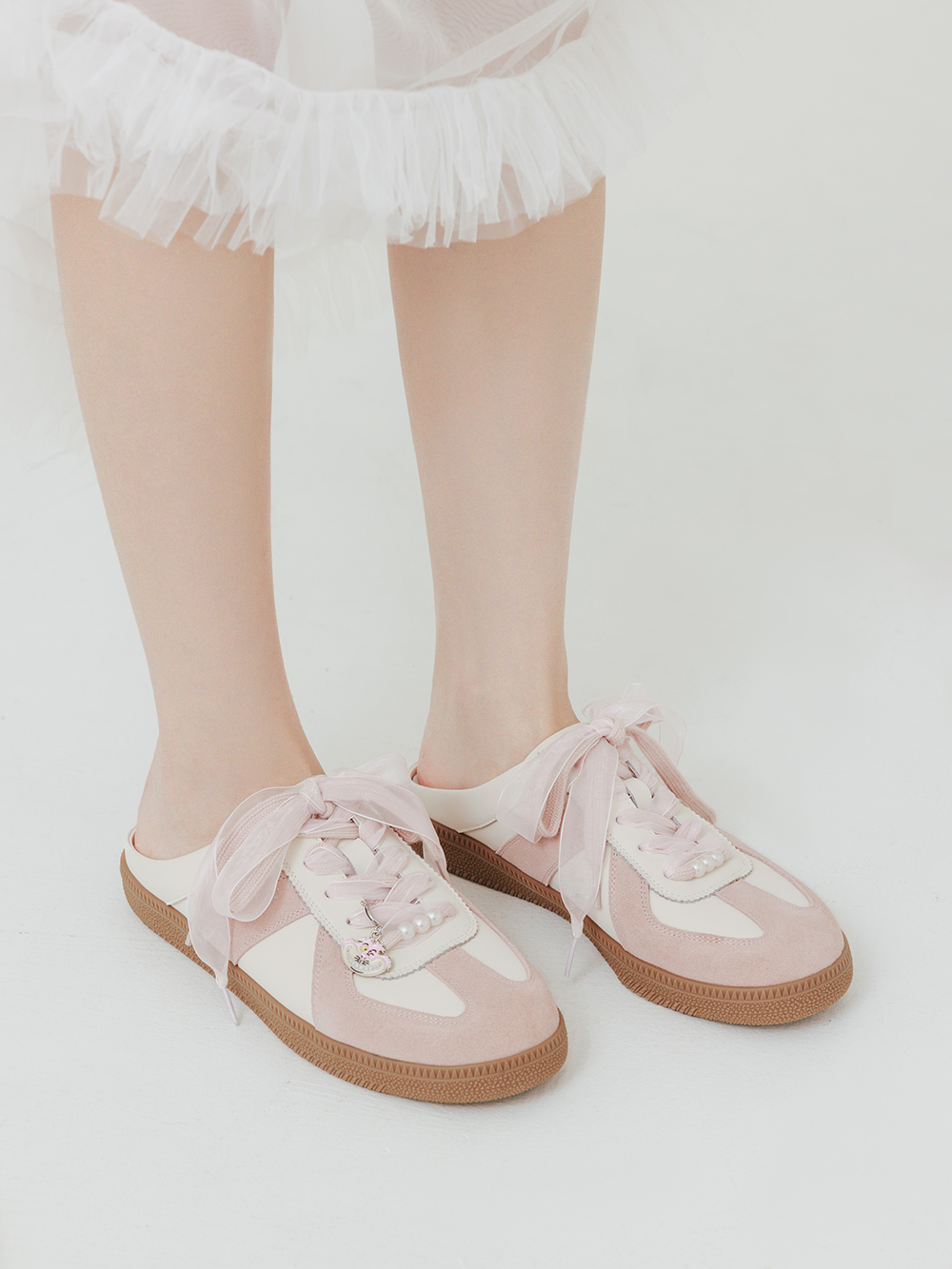 【Disney】妙妙貓真皮德訓穆勒鞋 草莓粉