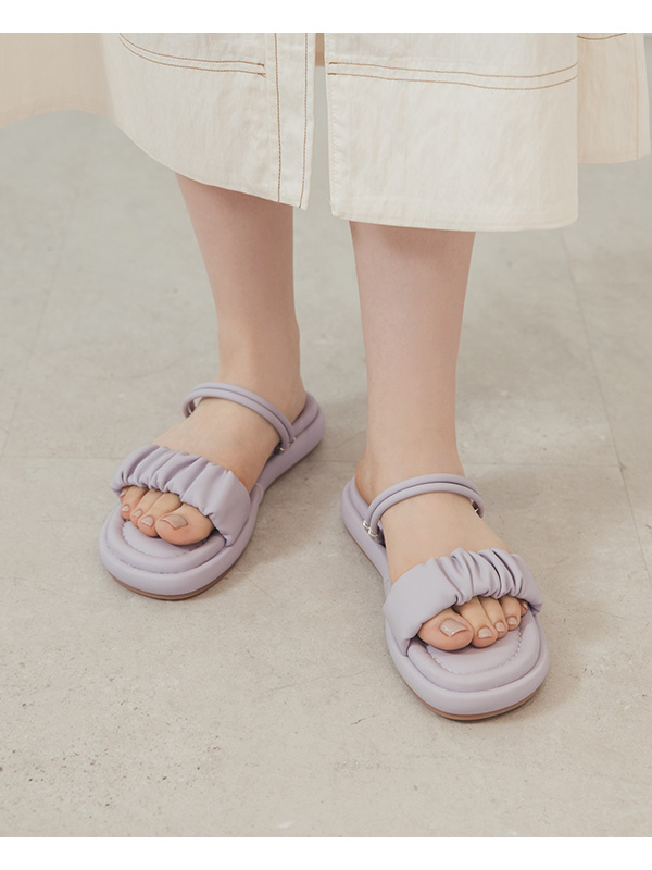 Comfy Ruched Two-Way Sandals Lavender