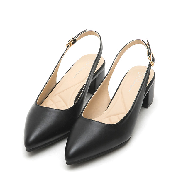 4D Cushion Pointed-Toe Slingback Shoes Black