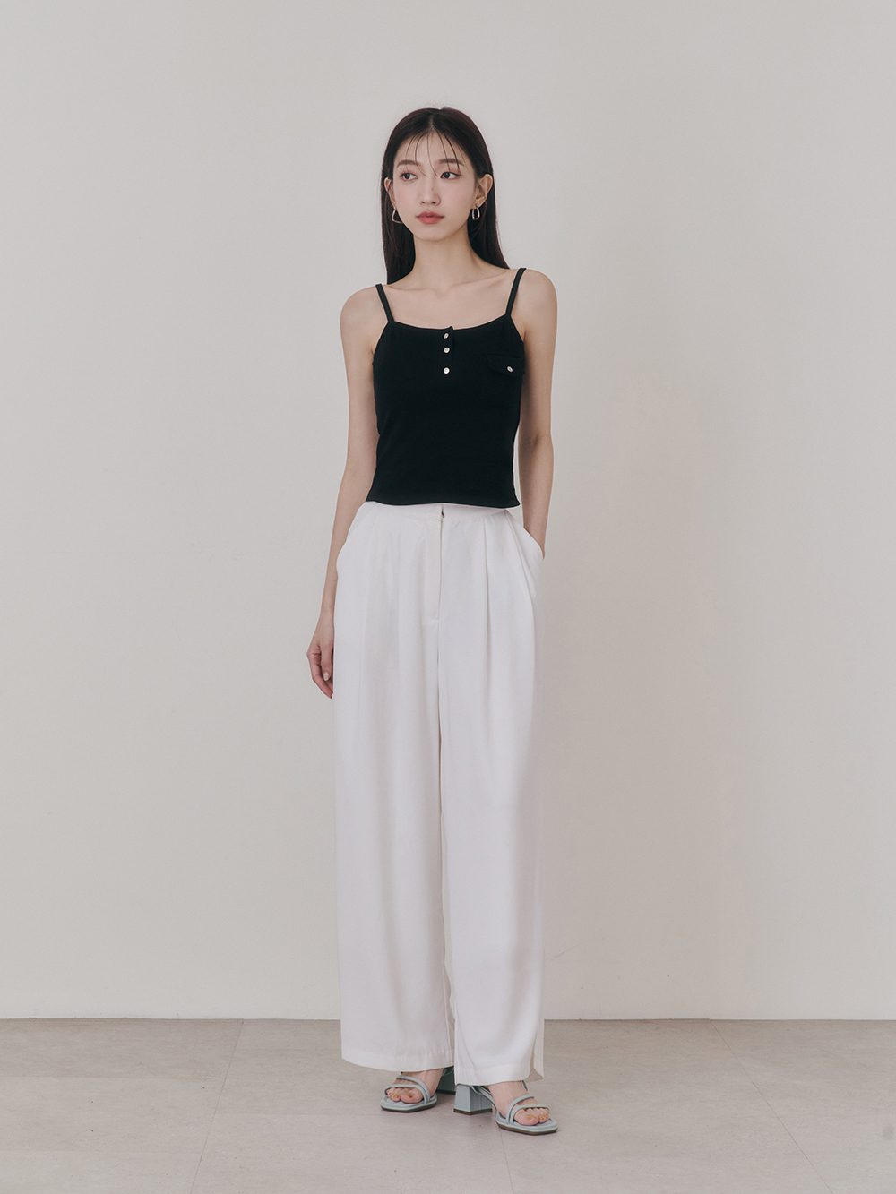 彩虹泡泡糖．泡芙軟墊細帶高跟涼鞋 冰河藍