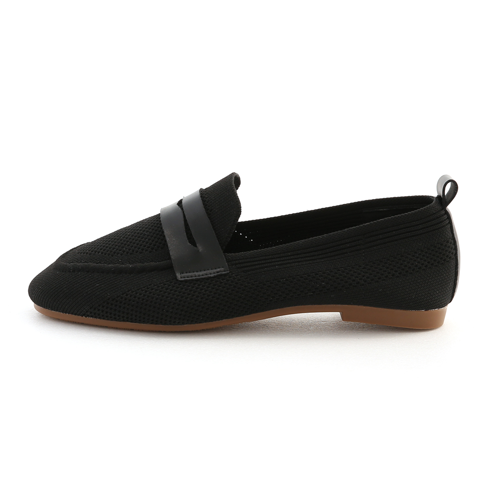 Dual Material Penny Loafers Black