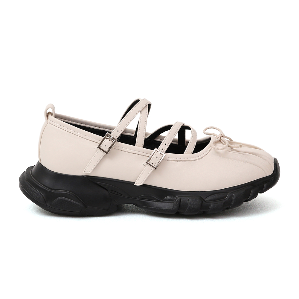 活力芭蕾．蝴蝶結交叉帶瑪莉珍運動鞋 香草米