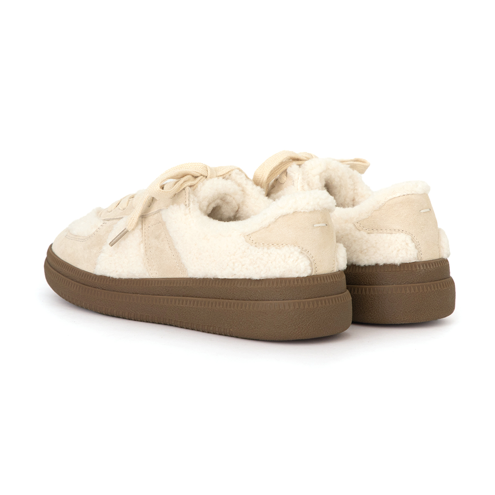 泰迪熊QQ毛加厚底德訓鞋 米白色