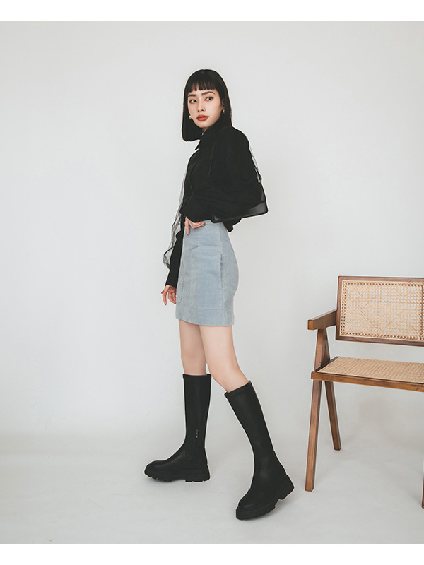 Plain Fitting Slimming Tall Boots Black