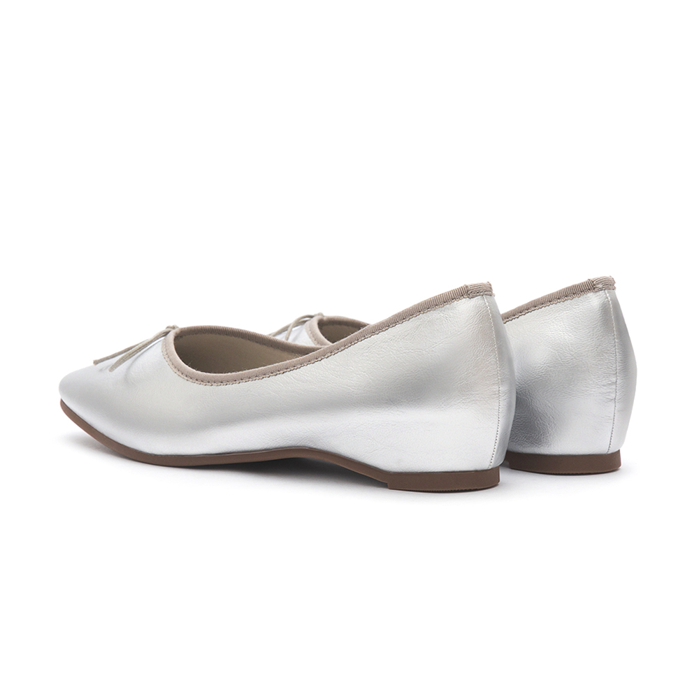 Classic Bow Ballet Flats Silver