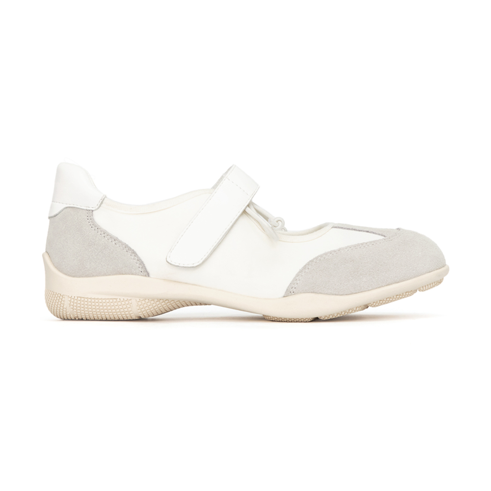 跳跳小妞拼接機能瑪莉珍鞋 米白色