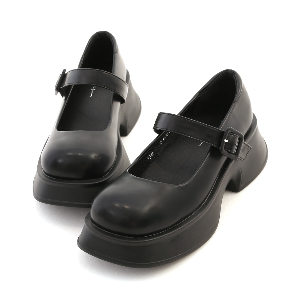 Lightweight Platform Mary Jane Shoes Black
