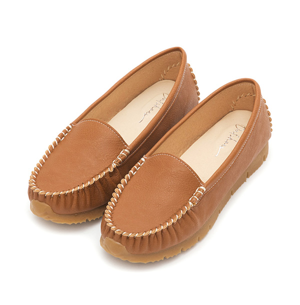 MIT Plain Platform Moccasins Brown