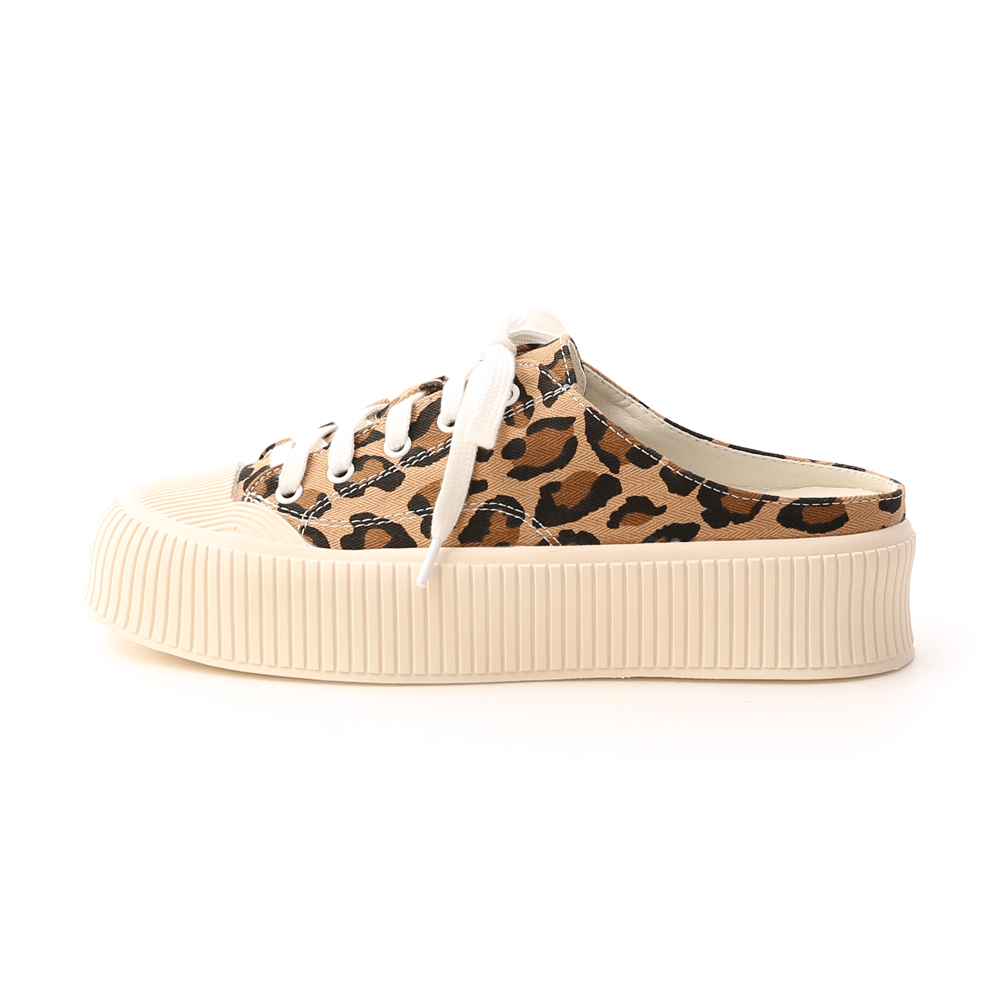 Thick Sole Canvas Mules Sneakers Leopard print