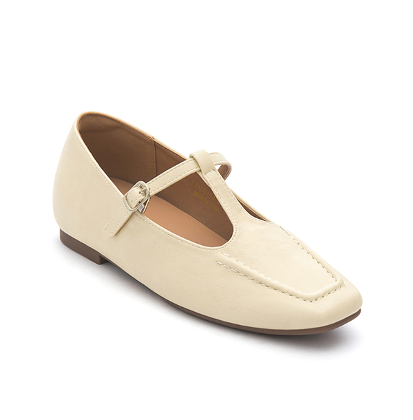 T-Strap Flat Mary Jane Shoes White