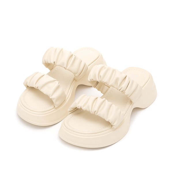 Comfy Ruched Details Lightweight Sandals Beige