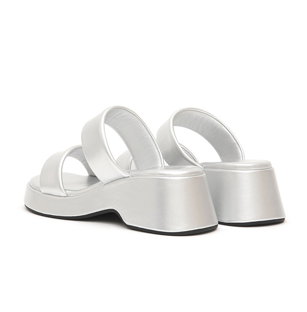 Double-Strap Platform Sandals Silver