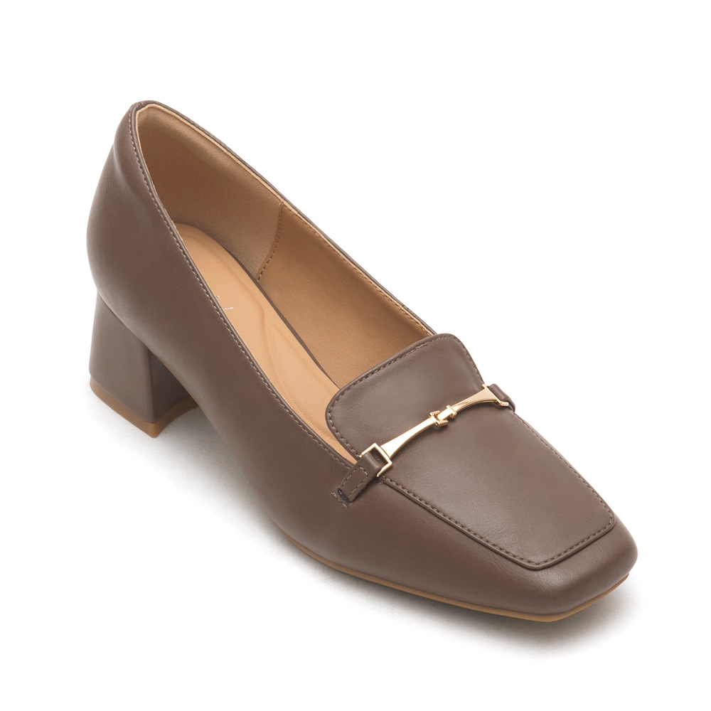 Horsebit Square-Toe Loafers Dark Brown