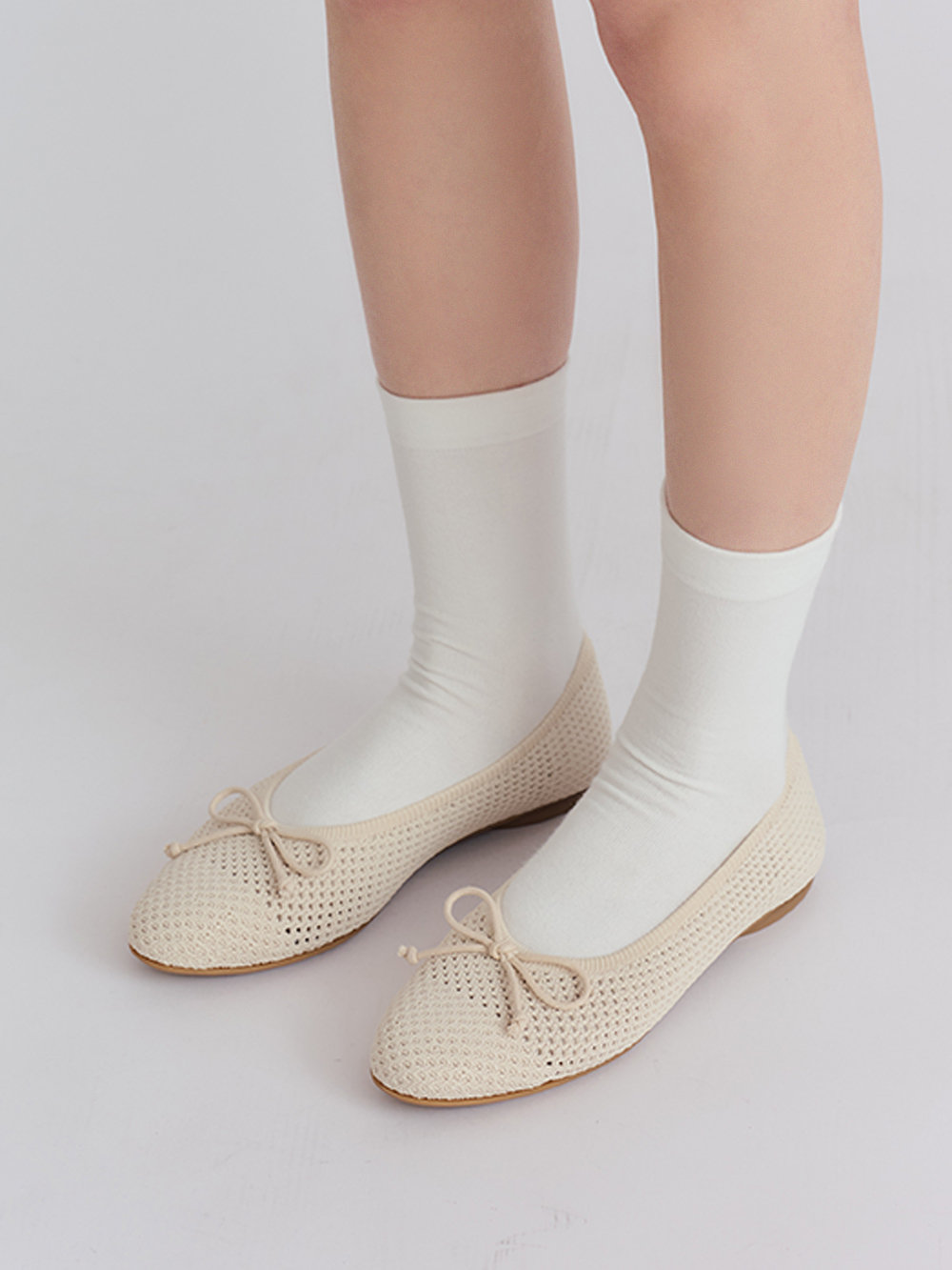 【3D零感雲織鞋】蝴蝶結圓頭芭蕾娃娃鞋 香草米