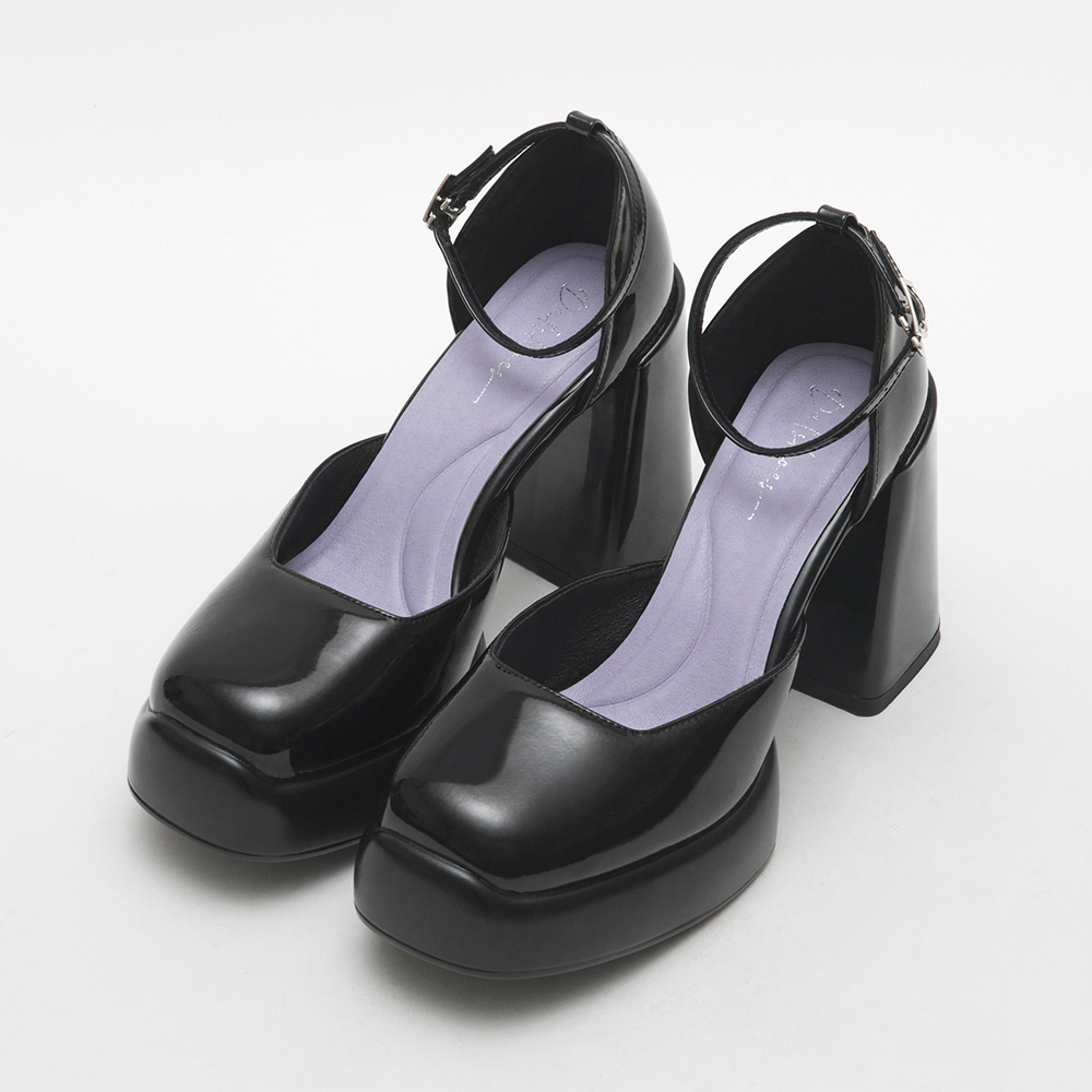 Platform Heel Mary Jane Shoes Black