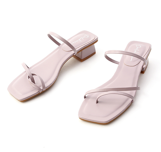 Mismatched Strappy Low Heel Sandals Lavender