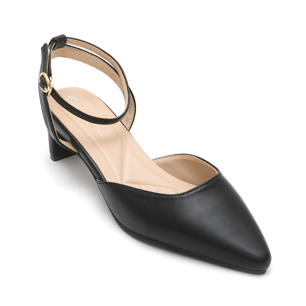 Elegant Pointed-Toe Flat Mary Jane Shoes Black