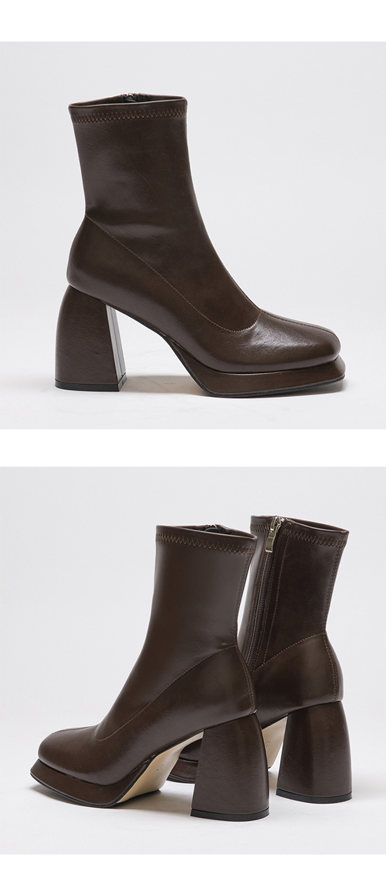 Platform High-Heel Slimming Boots Dark Brown