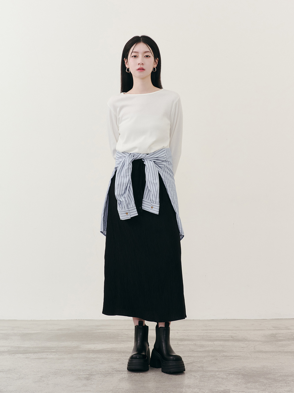 愛豆指定厚底切爾西短靴 黑色