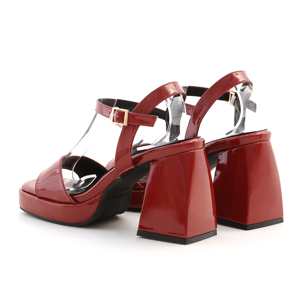 Platform Single Strap Chunky High-Heel Sandals 磚紅色