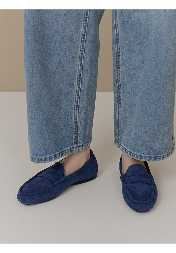 秋冬輕著4D氣墊豆豆底樂福鞋 深藍色