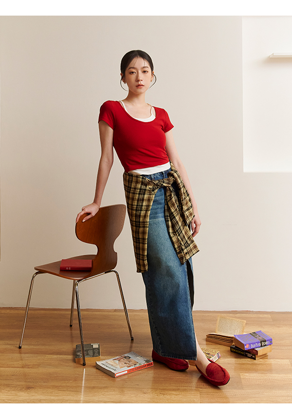 秋冬輕著4D氣墊豆豆底樂福鞋 棗紅色