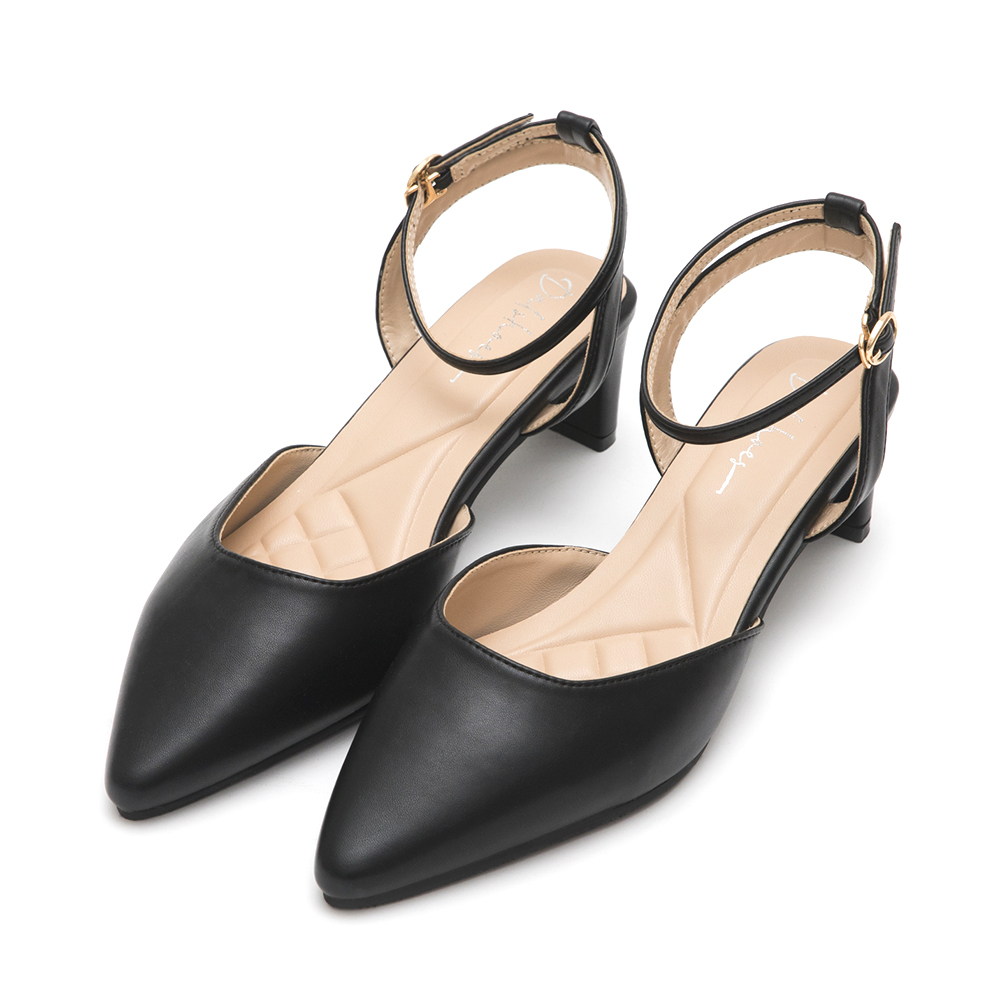 Elegant Pointed-Toe Flat Mary Jane Shoes Black