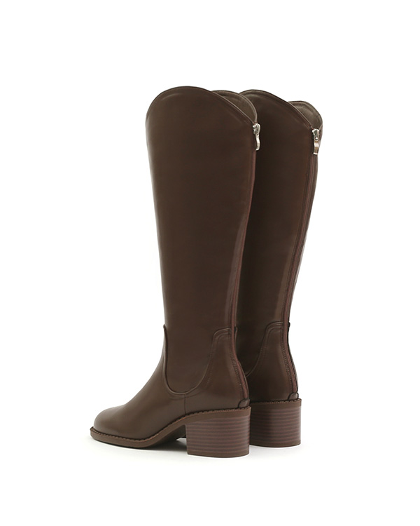 V-Cut Memory Foam Slim Long Boots Dark Brown