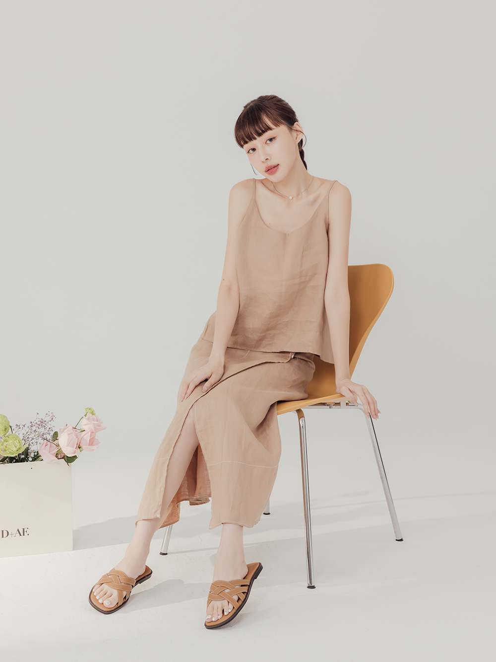 漫步海島編織設計平底拖鞋 棕