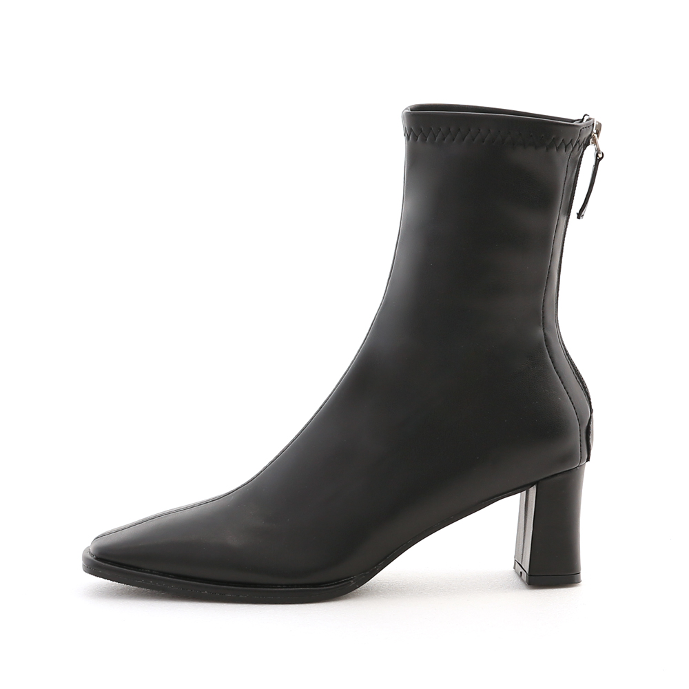 Soft Leather Plain High Heel Boots Black