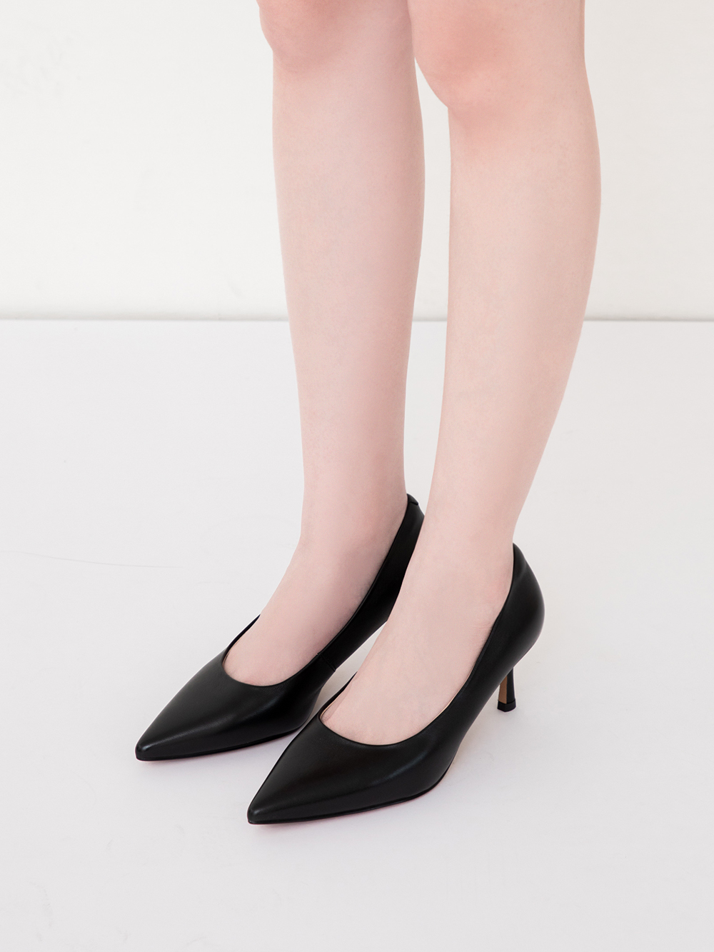 【真皮系列】6.5cm全能氣墊真皮高跟鞋 時尚黑