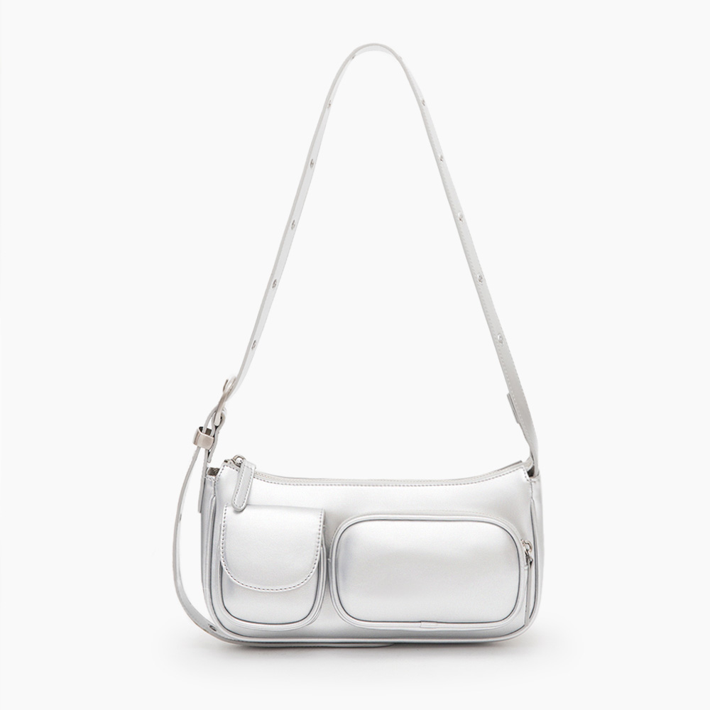 Multi-Pocket Crossbody Bag Silver