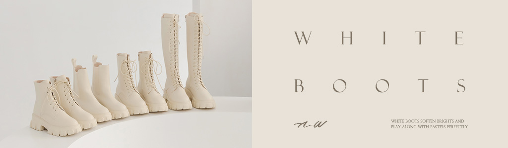 冬季小白靴推薦！時髦舒適又百搭，各式時尚白色短靴、襪靴等白色靴款盡在D+AF官方購物網站。