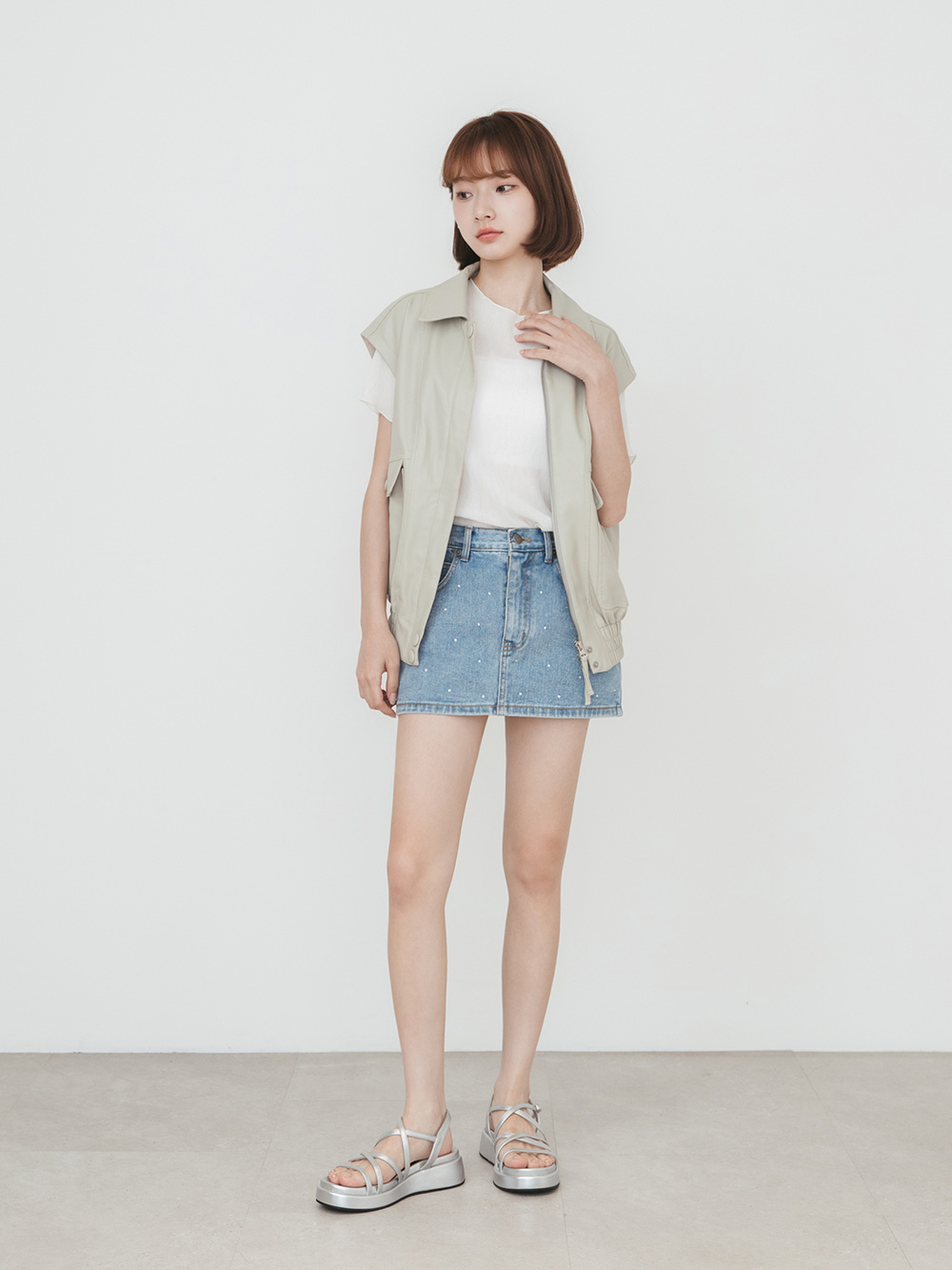 夏日樂園交叉細帶厚底涼鞋 百搭銀