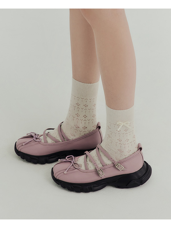 Bowtie Cross-Straps Mary Jane Sneakers Lavender