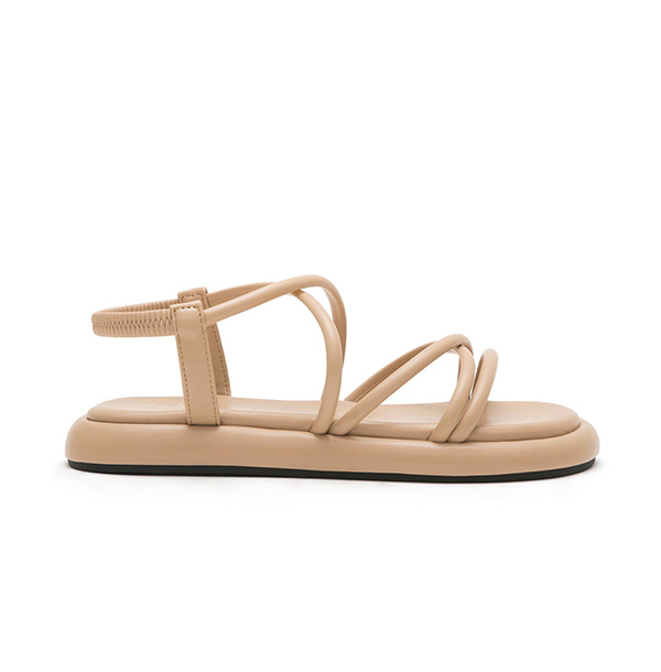 Cross Strap Thick Sole Sandals Almond