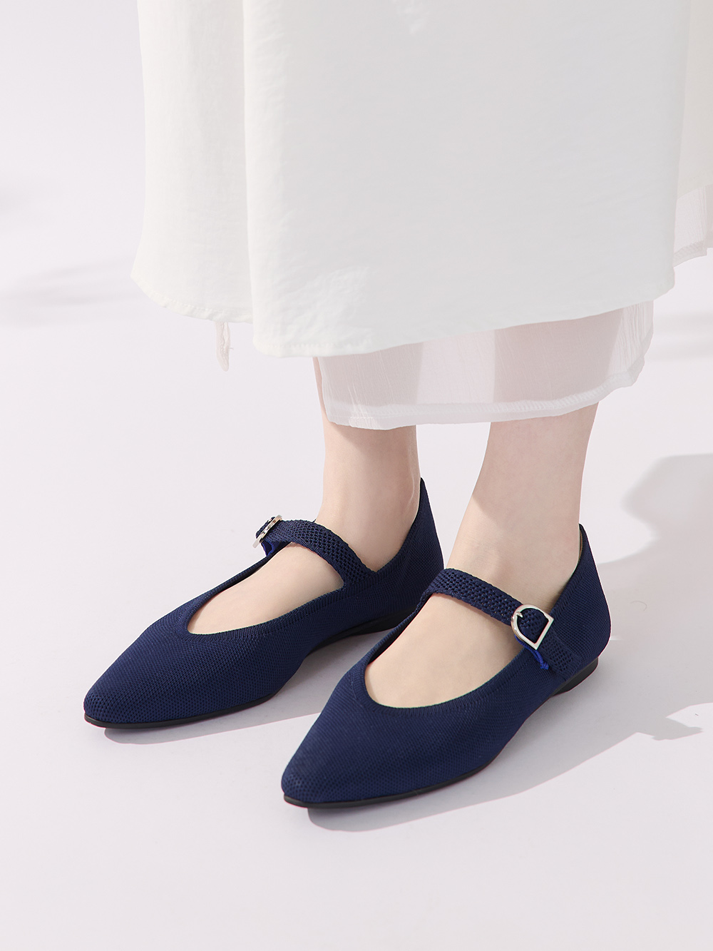 【3D零感雲織鞋】尖頭瑪莉珍鞋 皇家藍