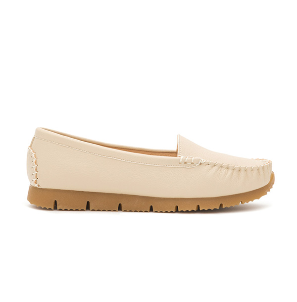 MIT Plain Platform Moccasins Cream