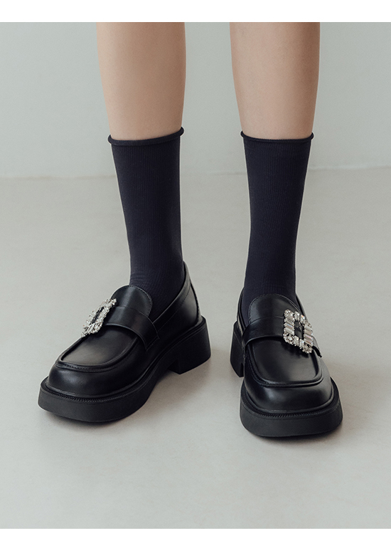 Crystal Embellished Chunky-Sole Loafers Black